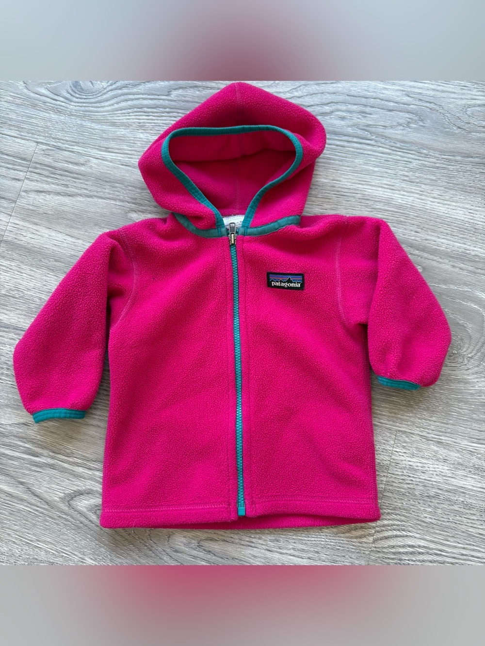 Patagonia Baby Micro D Fleece Full-Zip Hooded Jacket Pink Teal 3M